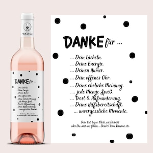 Danke für ... | Personalisiertes Wein- oder Bieretikett | inkl. deiner Wunschbotschaft | Witzige Geschenkidee zum Geburtstag | Netti Li Jae®