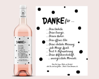 Danke für ... | Personalisiertes Wein- oder Bieretikett | inkl. deiner Wunschbotschaft | Witzige Geschenkidee zum Geburtstag | Netti Li Jae®