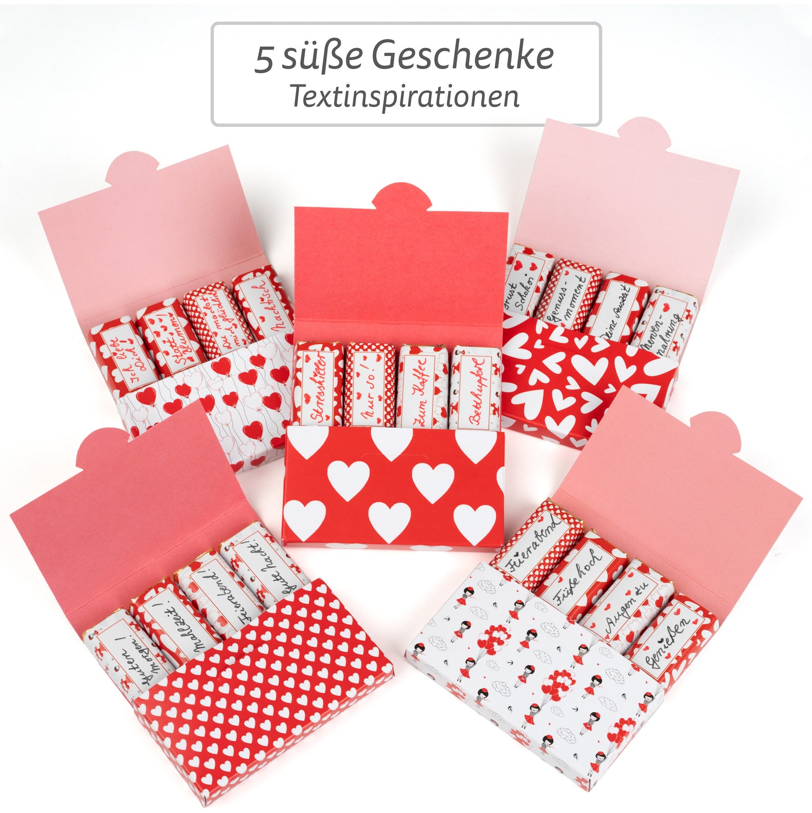5 kleine Dankeschön Geschenke Aufkleberset inkl. 5 MiniSchachteln für 5 personalisierte