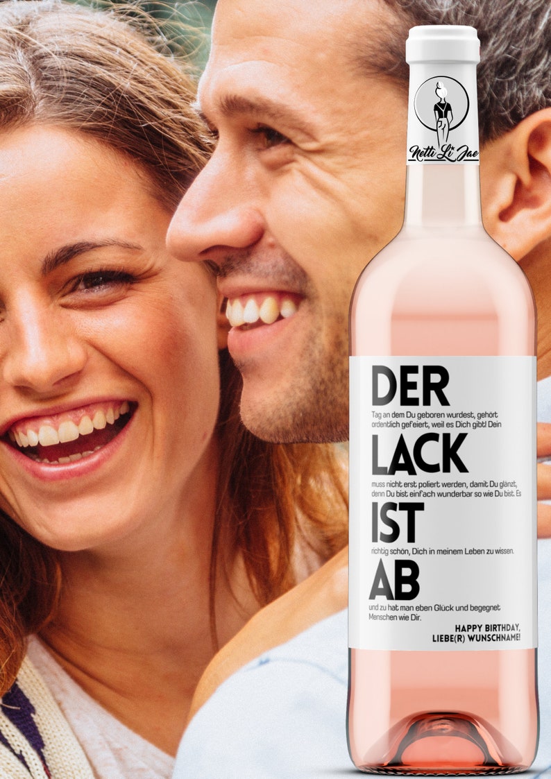 Geburtstag Personalisiertes Weinetikett Der Lack ist ab Das Original Weingeschenk zum Geburtstag Frau und Mann Netti Li Jae® Bild 8