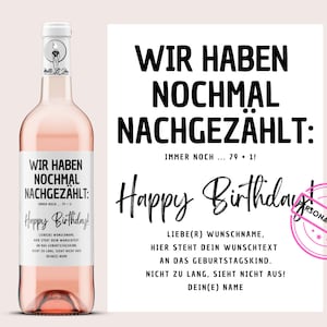 79 plus 1 Geburtstag | Personalisiertes Weinetikett | personalisiertes Weingeschenk zum 80. Geburtstag | immer noch 79 | Netti Li Jae®