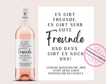 Freundschaft | Personalisiertes Weinetikett | Geschenk für die Freundin, für die beste Freundin, für den Freund | Netti Li Jae®