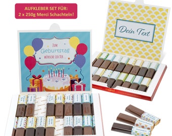 Happy Birthday  | zum Geburtstag | Aufkleber Set für Merci Schokolade  | für 2 persönliche Geschenke  | Netti Li Jae®