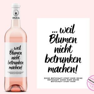 Étiquette de vin cadeau d'anniversaire fleurs | Étiquette de vin personnalisée | Cadeau d'anniversaire | 30 40 50 | petite amie | collègue | retraite