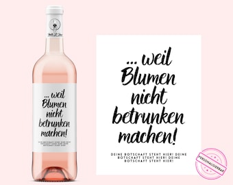 Geburtstagsgeschenk Weinetikett Blumen | Wein Etikett personalisiert | Geburtstag Geschenk | 30 40 50 | Freundin | Kollegin | Ruhestand