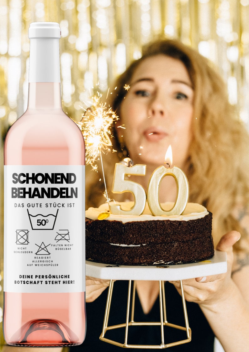 50 Geburtstag Personalisiertes Weinetikett personalisiertes Weingeschenk zum 50. Geburtstag Weinaufkleber 50 Netti Li Jae® Bild 5