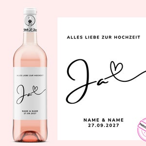 Bruiloft | Gepersonaliseerd wijnetiket | Cadeau voor bruidspaar | Wijnetiket voor huwelijkscadeau met gewenste naam en datum | Netti Li Jae®