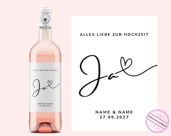 Mariage | Étiquette de vin personnalisée | Cadeau pour couple de mariés | Étiquette de vin pour cadeau de mariage avec le nom et la date souhaités | Netti Li Jae®