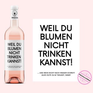 pour de nombreuses occasions | Étiquette de vin fleurs personnalisées | Cadeau d'anniversaire | Cadeau d'anniversaire | petite amie | collègue | retraite