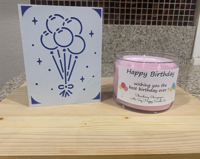 Happy Birthday Gift Set includes a candle and greeting card