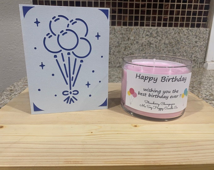 Happy Birthday Gift Set includes a candle and greeting card