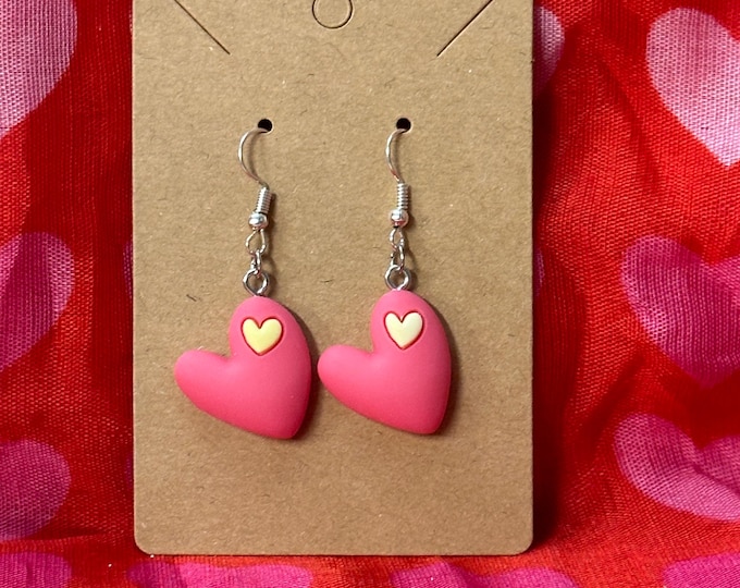 A Heart within a Heart Dangle Earrings