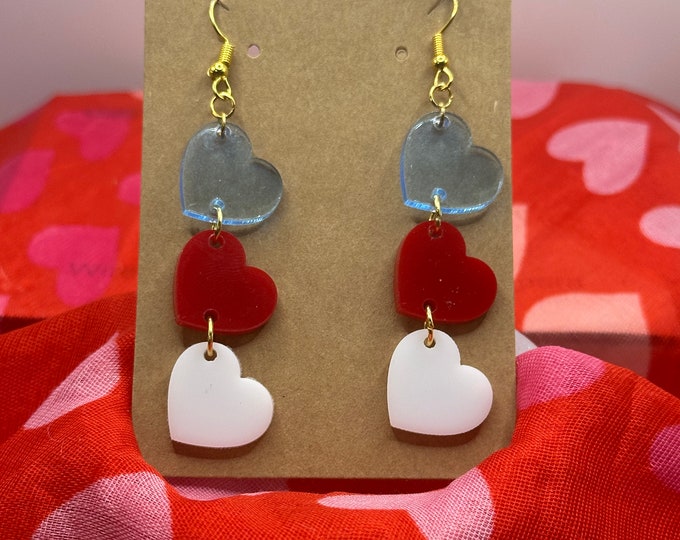 3 Mini Heart Dangle Earrings