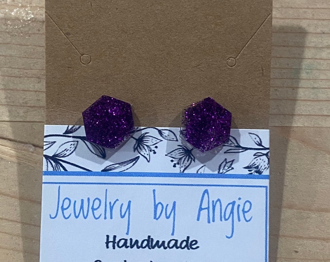 Diamond, Hexagon or Triangle Stud Earrings