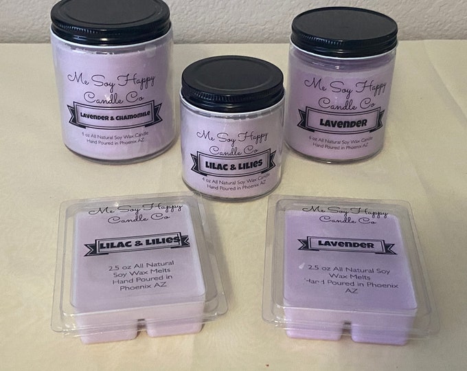 Lavender Scented Candles, All Natural  Soy Wax Candles