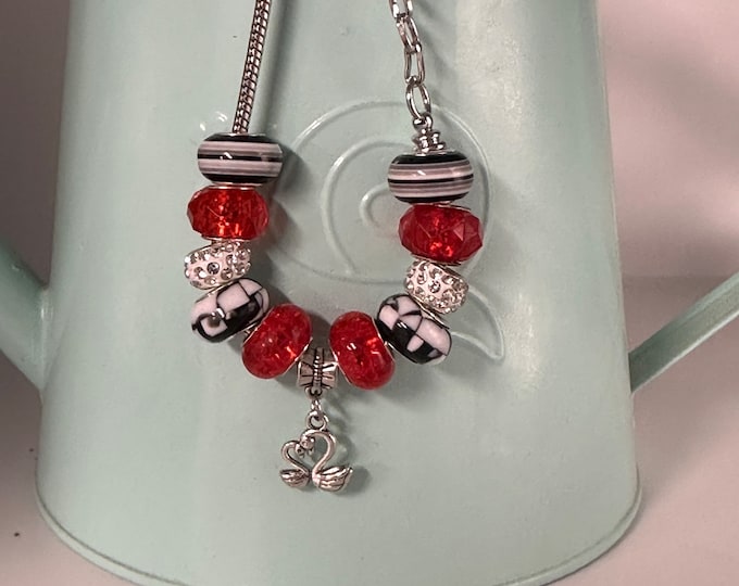 Glass Bead and Charm Bracelet