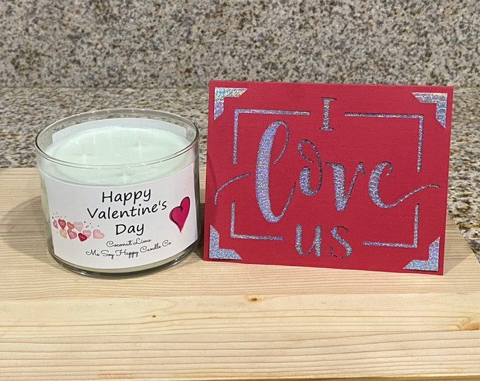 Happy Valentine’s Day Greeting Card and Candle Gift Set