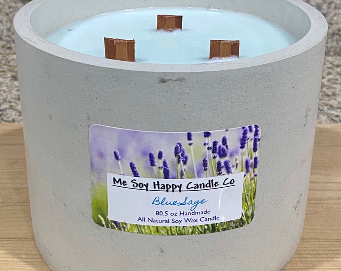 Extra Large Cement Vessel with Handmade All Natural Soy Wax Candle