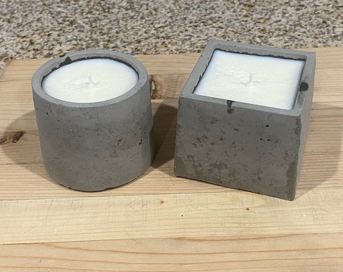 Handmade Cement Vessels and Handmade All Natural Soy Wax Candles