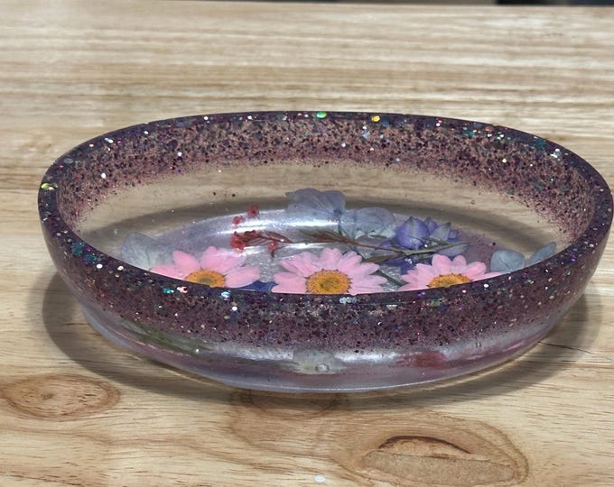 Handmade Resin Oval Bowl or Candy Dish
