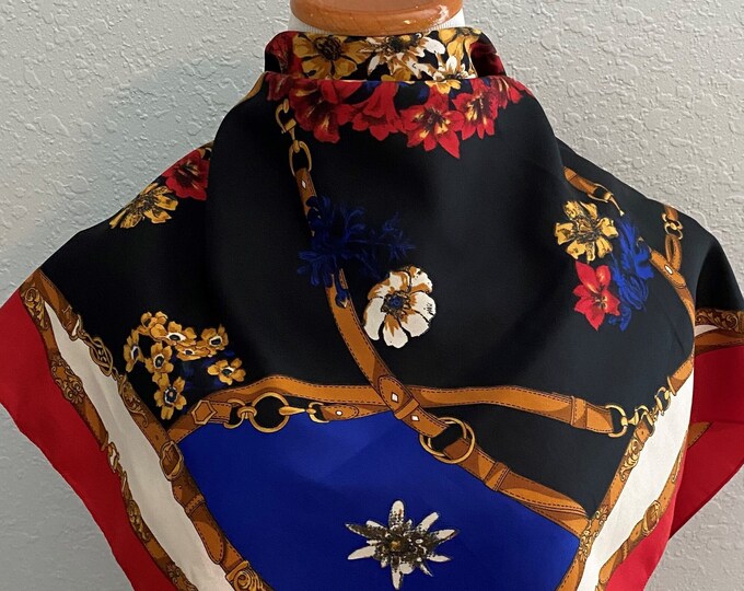 Art of the Scarf TIE RACK Polyester Scarf 30.5 Inch/ Vintage Brand Name