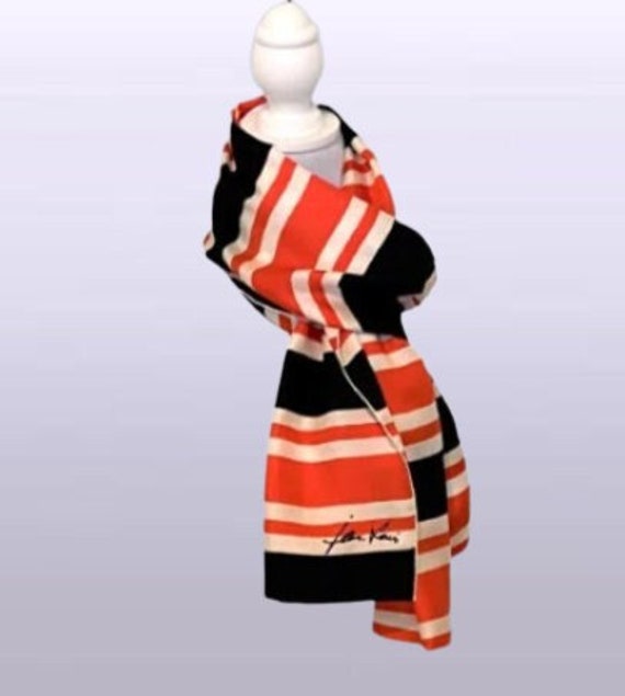 Designer Long Silk Scarf With Rolled Hem 14 x 66 … - image 1