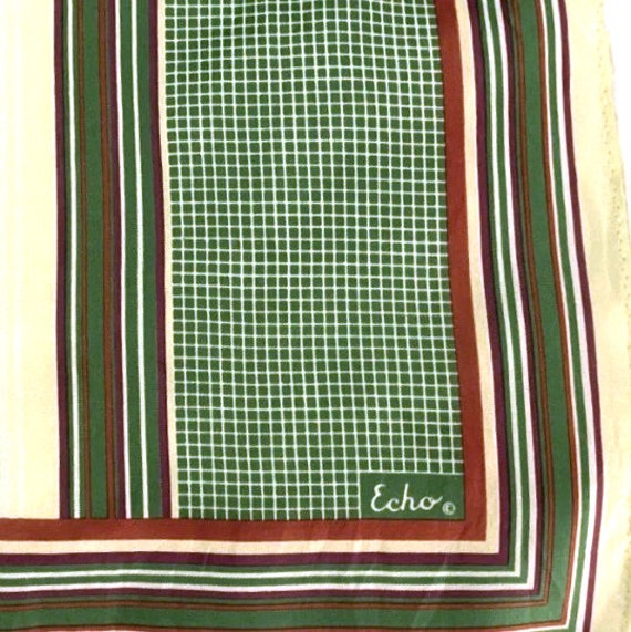 ECHO Silk Scarf Square and Stripe Pattern 23 Inch… - image 4