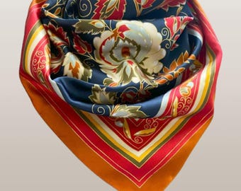 Vintage Floral Scarf 30.5 Inch:  Soft Polyester Women's Fashion Accessory