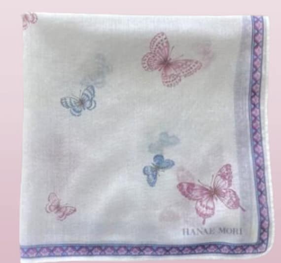 HANAE MORI Handkerchief Cotton Butterfly Pattern … - image 1