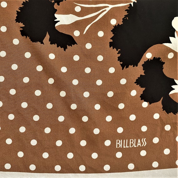 Bill Blass Silk Scarf Floral Rolled Hem 10.5 x 56… - image 5