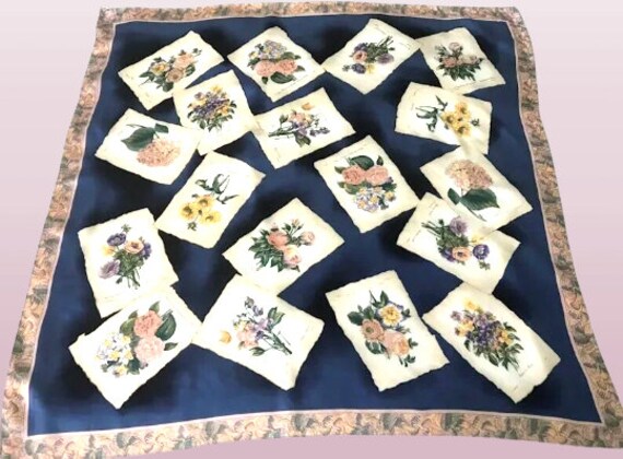 Ginnie Johansen Floral Silk Scarf 32 Inch Vintage… - image 2
