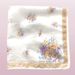 Vintage Pierre Cardin Floral Cotton Handkerchief - 16 Inch