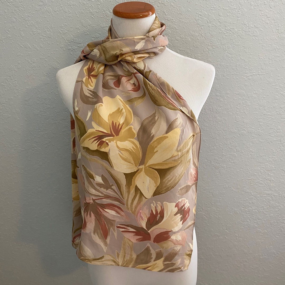Jacque and Koko Scarf Rayon Floral 12.75 X 66 Inch / Vintage Etsy
