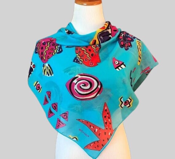 Echo Scarf  Whimsical Tropical Print Scarf 35 Inc… - image 3