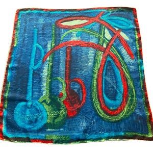 Vintage Silk Scarf Abstract Pattern 26 inch Women&#39;s Fashion Accessories