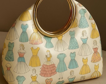 Semi-Circle Tote Bag Sewing Pattern: Retro Round Handle Purse (PDF Pattern)