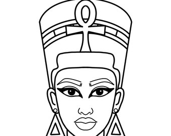 Nefertiti Pre Drawn Outline DIY Canvas Paint Party Instant Download for Adults Egypt queen png digital download high quality