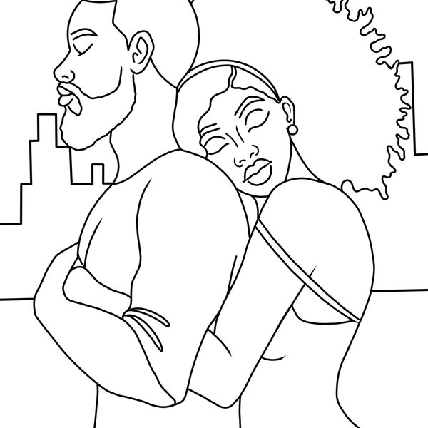 Couples pré dessiné contour bricolage peinture et Sip fête anniversaire fichier pour adulte png svg jpeg toile conception croquis téléchargement numérique