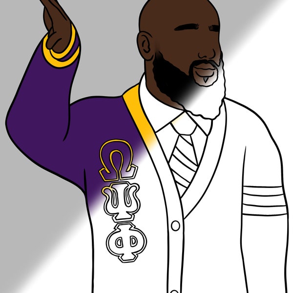 Omega psi phi frat Pre Drawn Outline DIY Canvas Paint Party Instant Download for Adults College Grad png high quality digital download