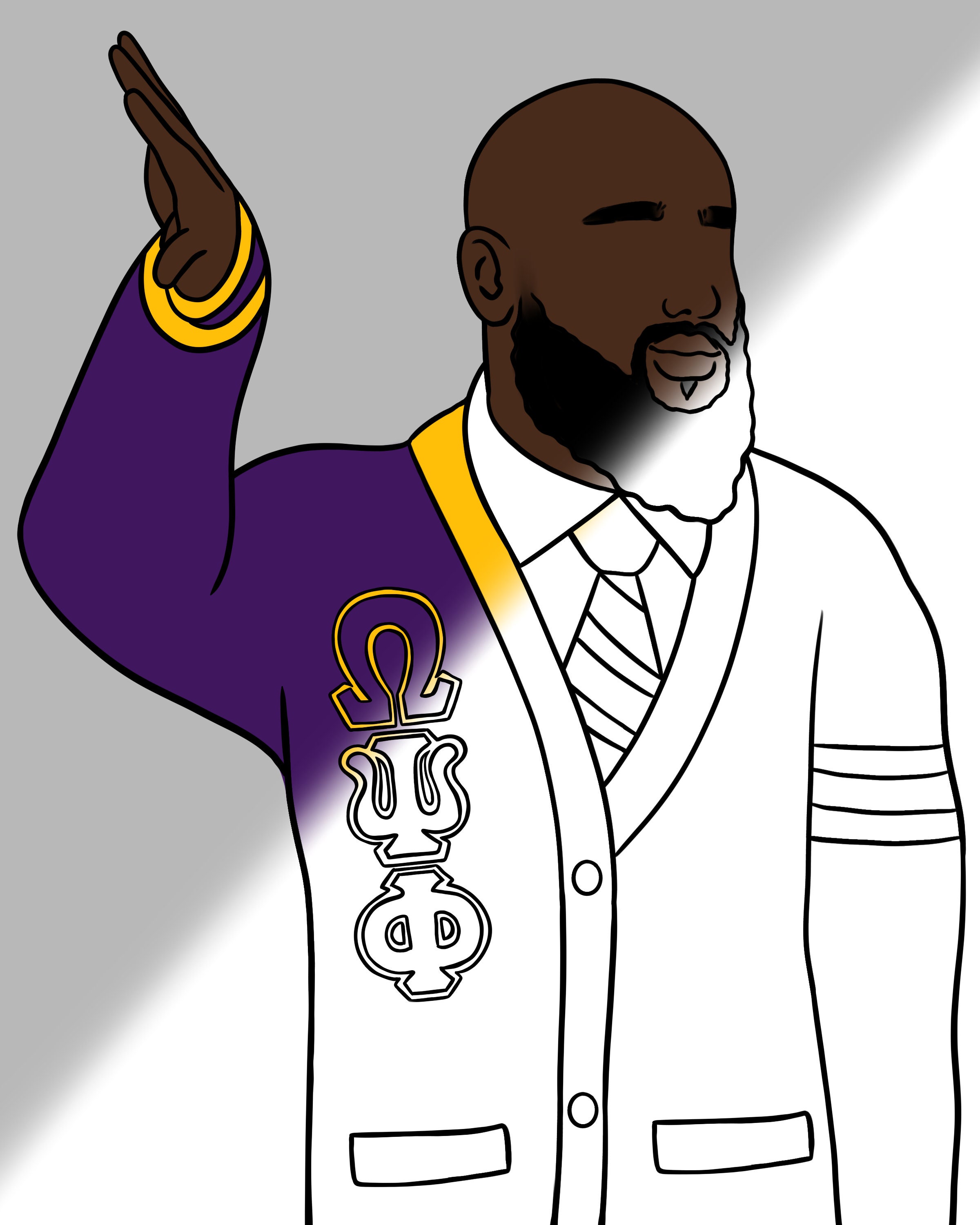 Omega psi phi frat Pre Drawn Outline DIY Canvas Paint Party Instant Download for Adults College Grad png high quality digital download
