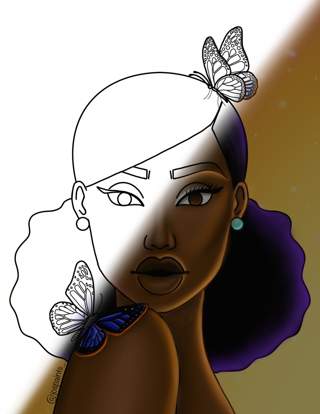 Butterflies Pre Drawn Outline DIY Paint and Sip Party Instant Download ...