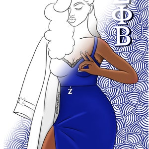 Zeta Phi Beta Soror Pre Drawn Outline DIY Canvas Paint Party Instant Download for Adults College Grad png high quality digital download