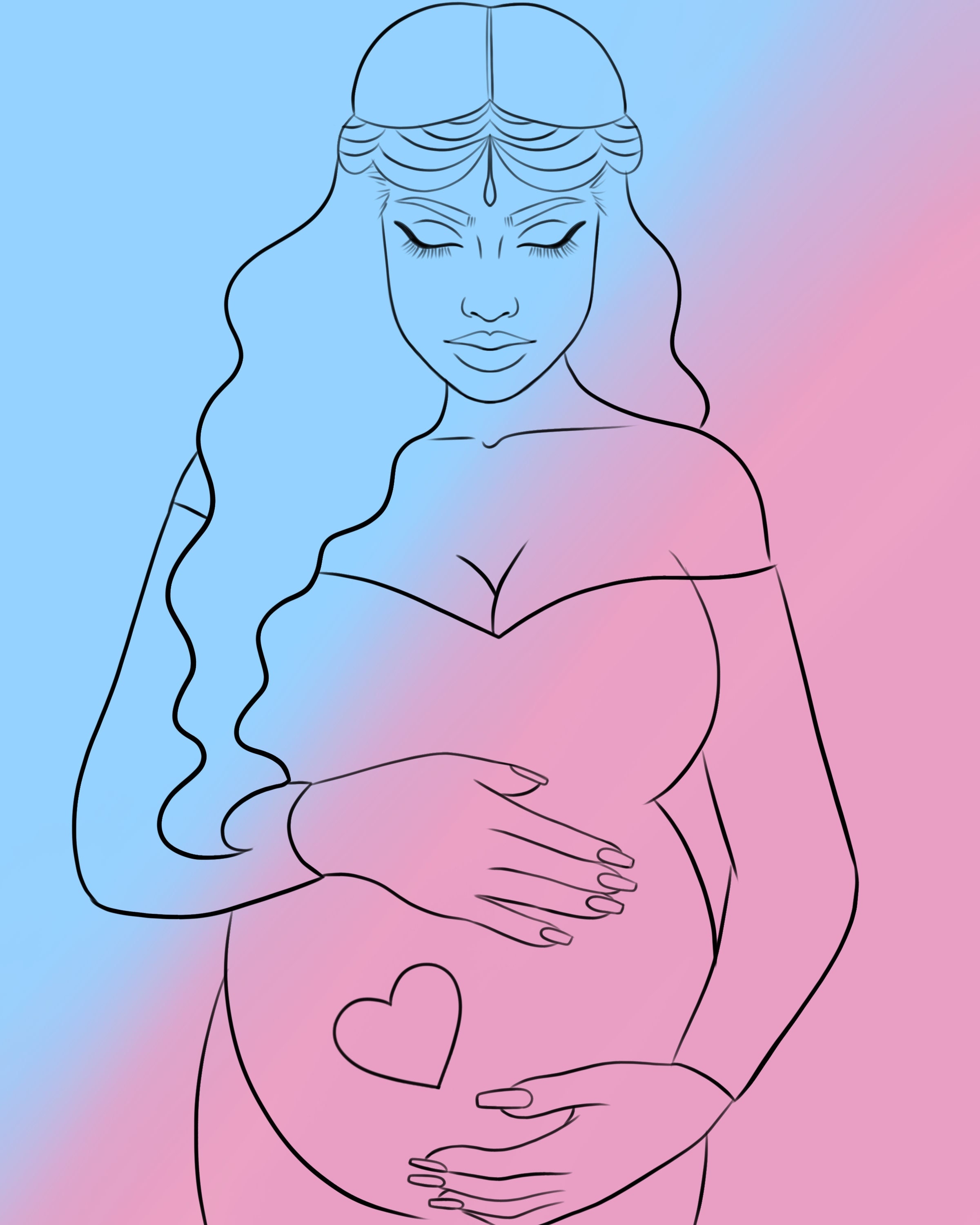 Pregnant woman outline in depression, continuous art line one drawing.  Unhappy pregnancy, maternity assistance. Prenatal female with belly in  doubts and trouble, anxious, asks question. Vector single 10484393 Vector  Art at Vecteezy