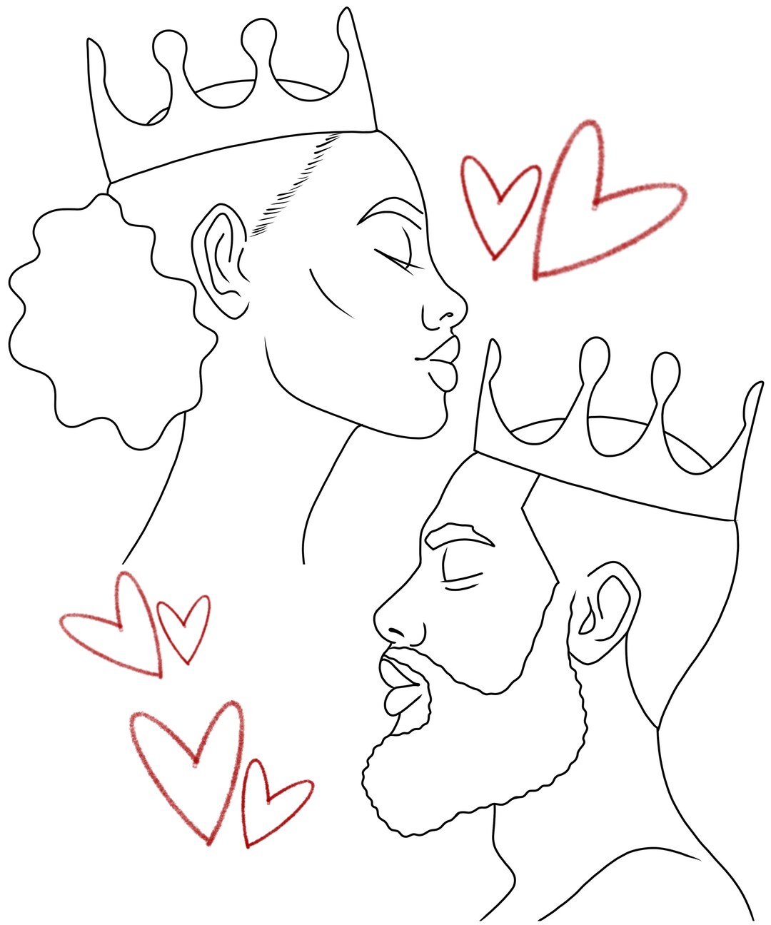Couple W Crown Pre Drawn Outline DIY Paint And Sip Party Instant 