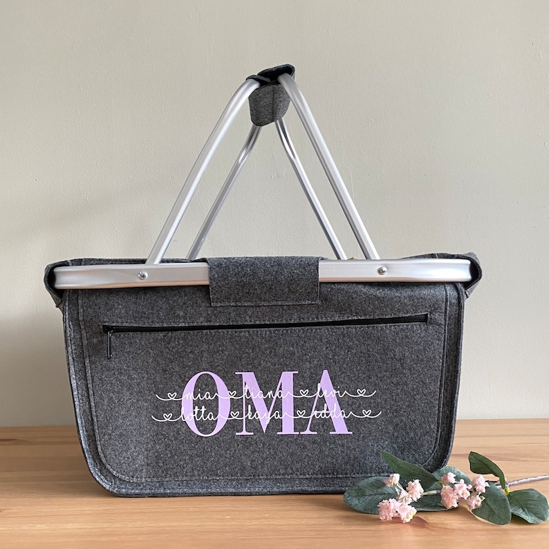 Personalisierter Einkaufskorb mit deinen Namen & Wunschperson z.B.Mom/Oma/Mama/Tante etc, Muttertagsgeschenk Oma Mama, Geburtstagsgeschenk Bild 4