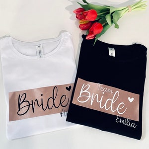 JGA T-Shirts für Bride und Team Bride + Wunschnamen perfekt für den Junggesellinnenabschied JGA T-Shirts