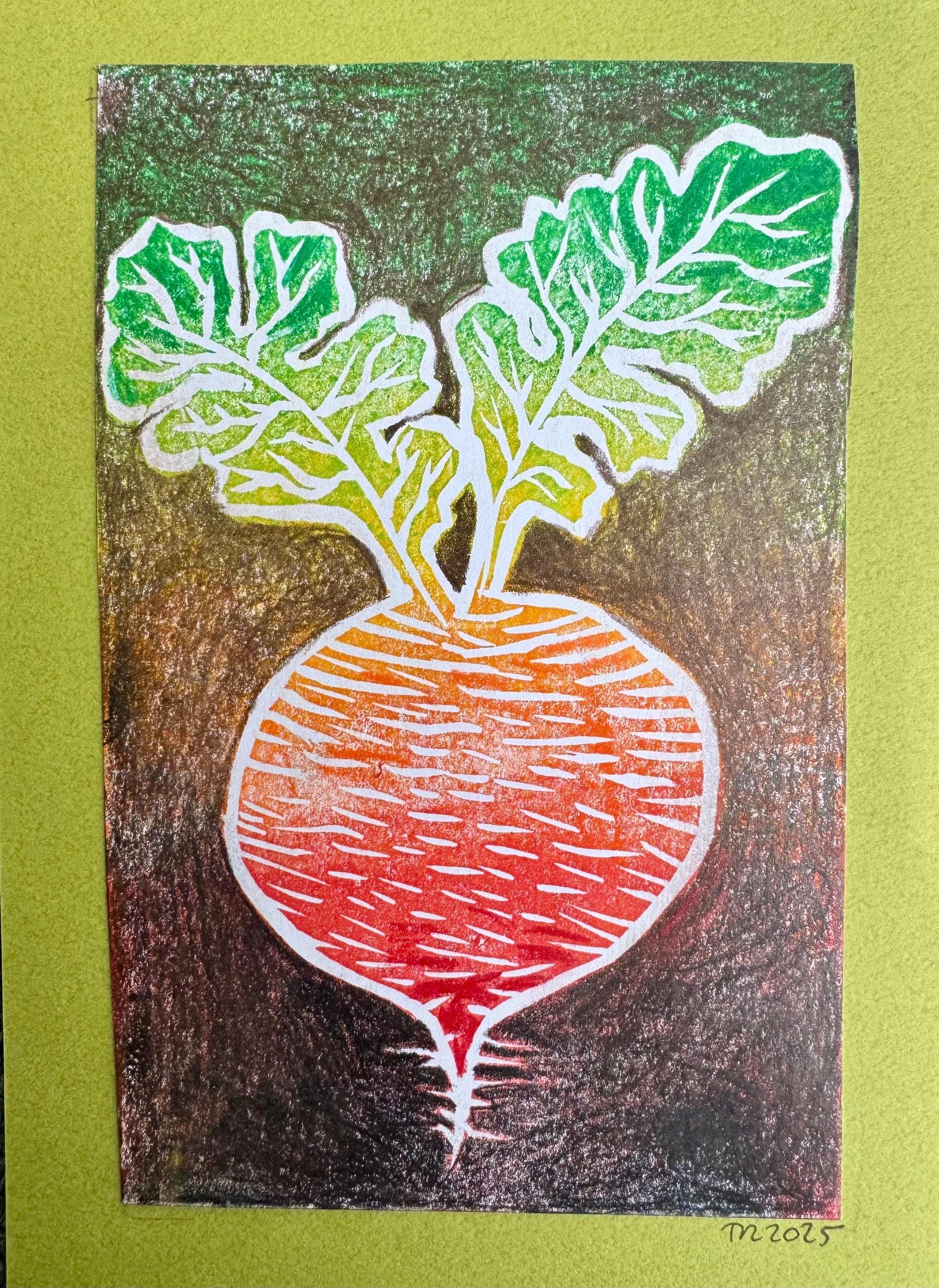 Beet - Hand-colored Block Print - Etsy
