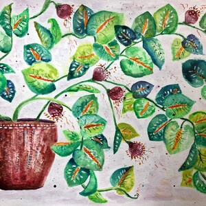 Potted plant - original watercolor