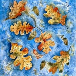 Oak leaves and acorns - original painting