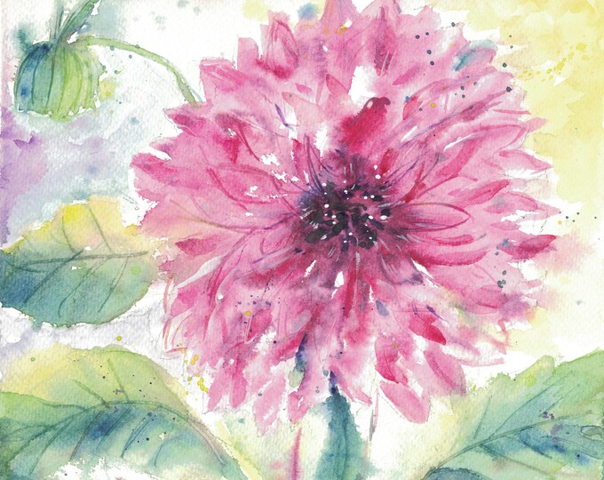 Pink Dahlia Original Watercolor - Etsy
